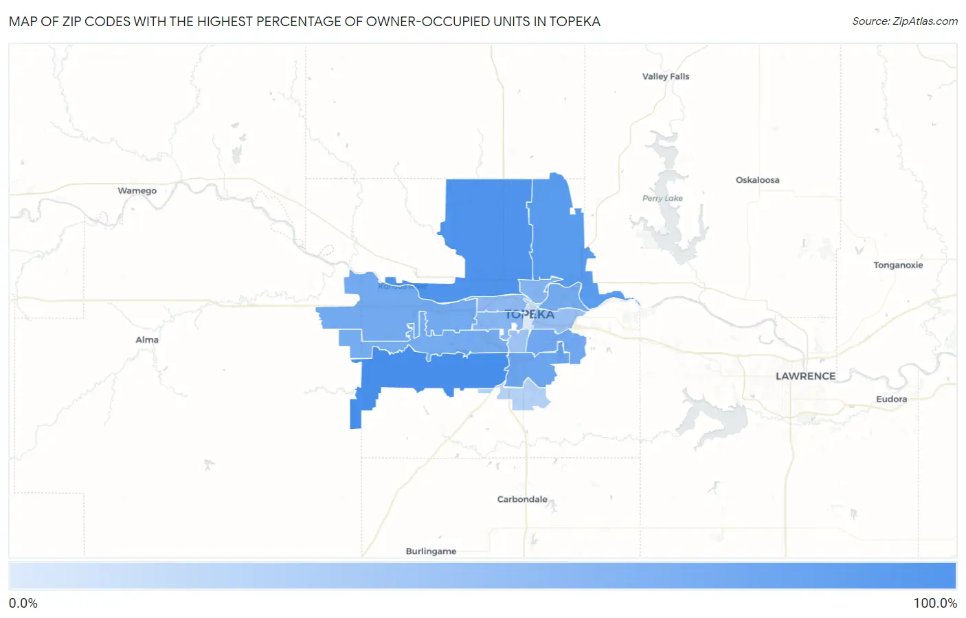 Zip Codes with the Highest Percentage of Owner-Occupied Units in Topeka Map