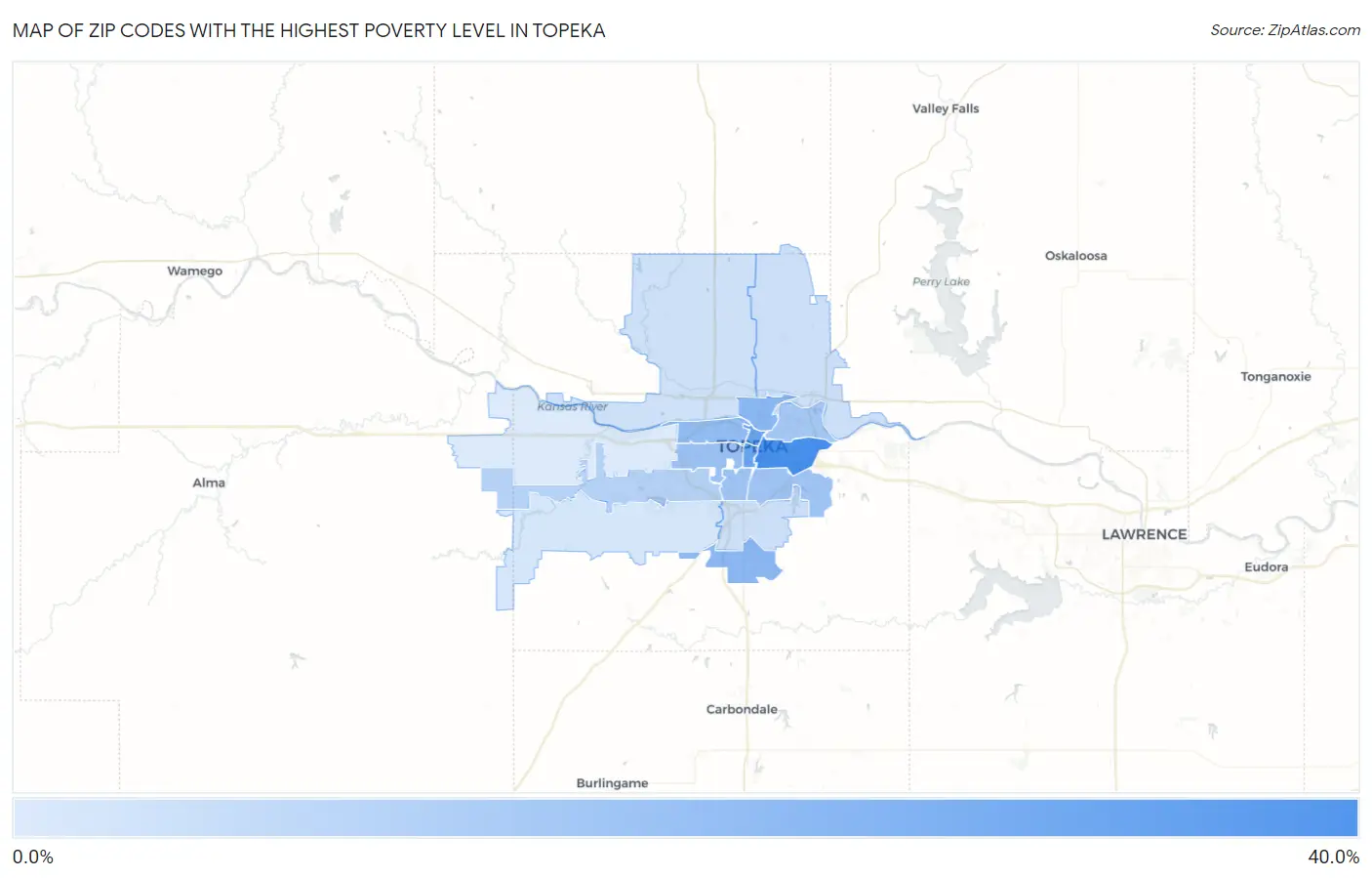 Zip Codes with the Highest Poverty Level in Topeka Map