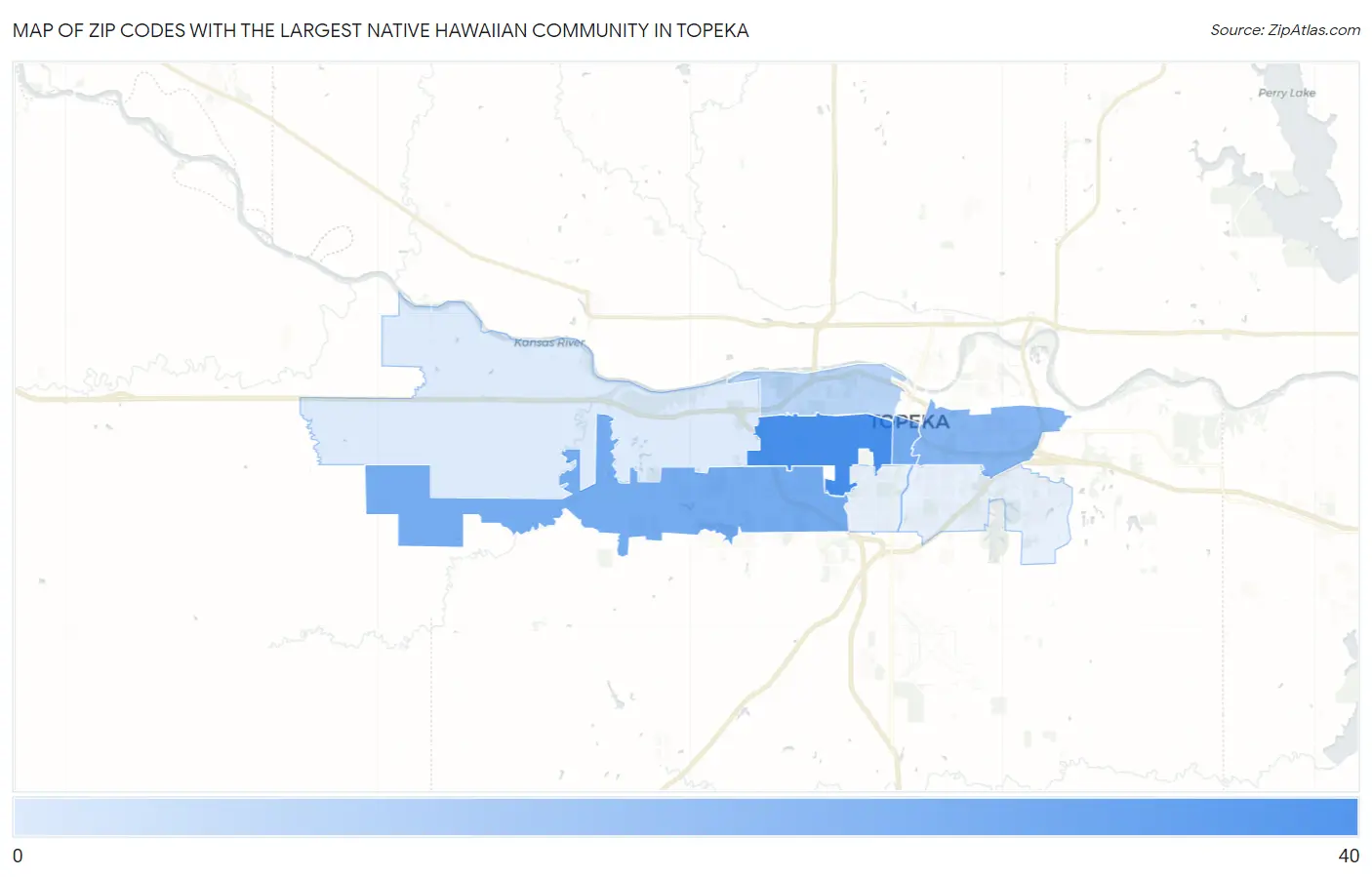 Zip Codes with the Largest Native Hawaiian Community in Topeka Map
