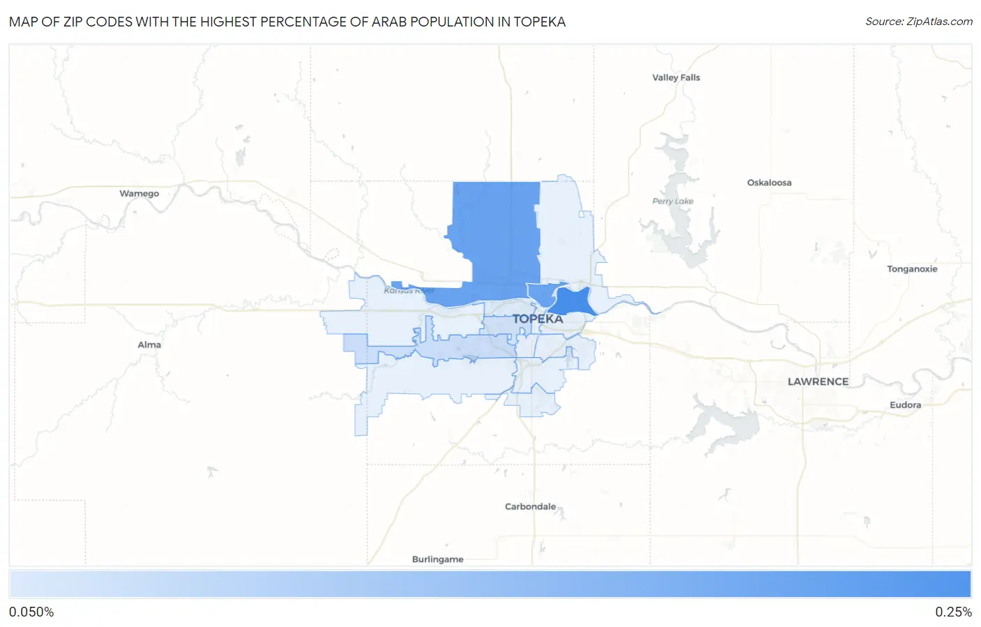 Zip Codes with the Highest Percentage of Arab Population in Topeka Map