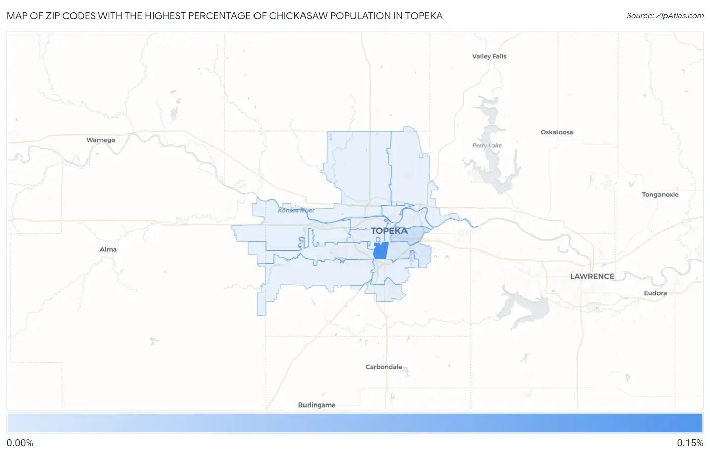 Zip Codes with the Highest Percentage of Chickasaw Population in Topeka Map