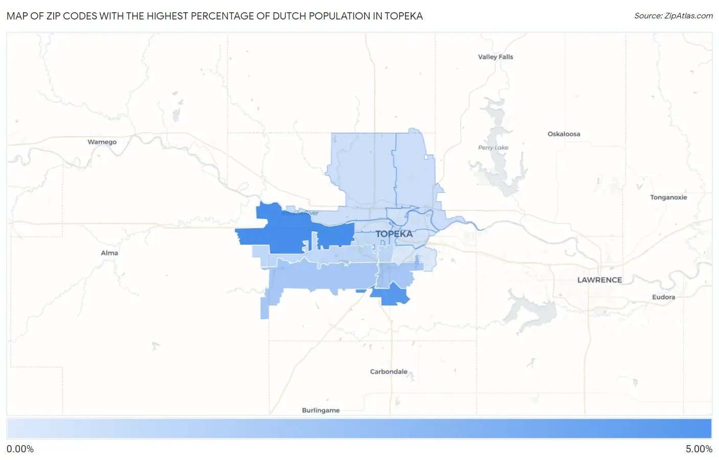 Zip Codes with the Highest Percentage of Dutch Population in Topeka Map