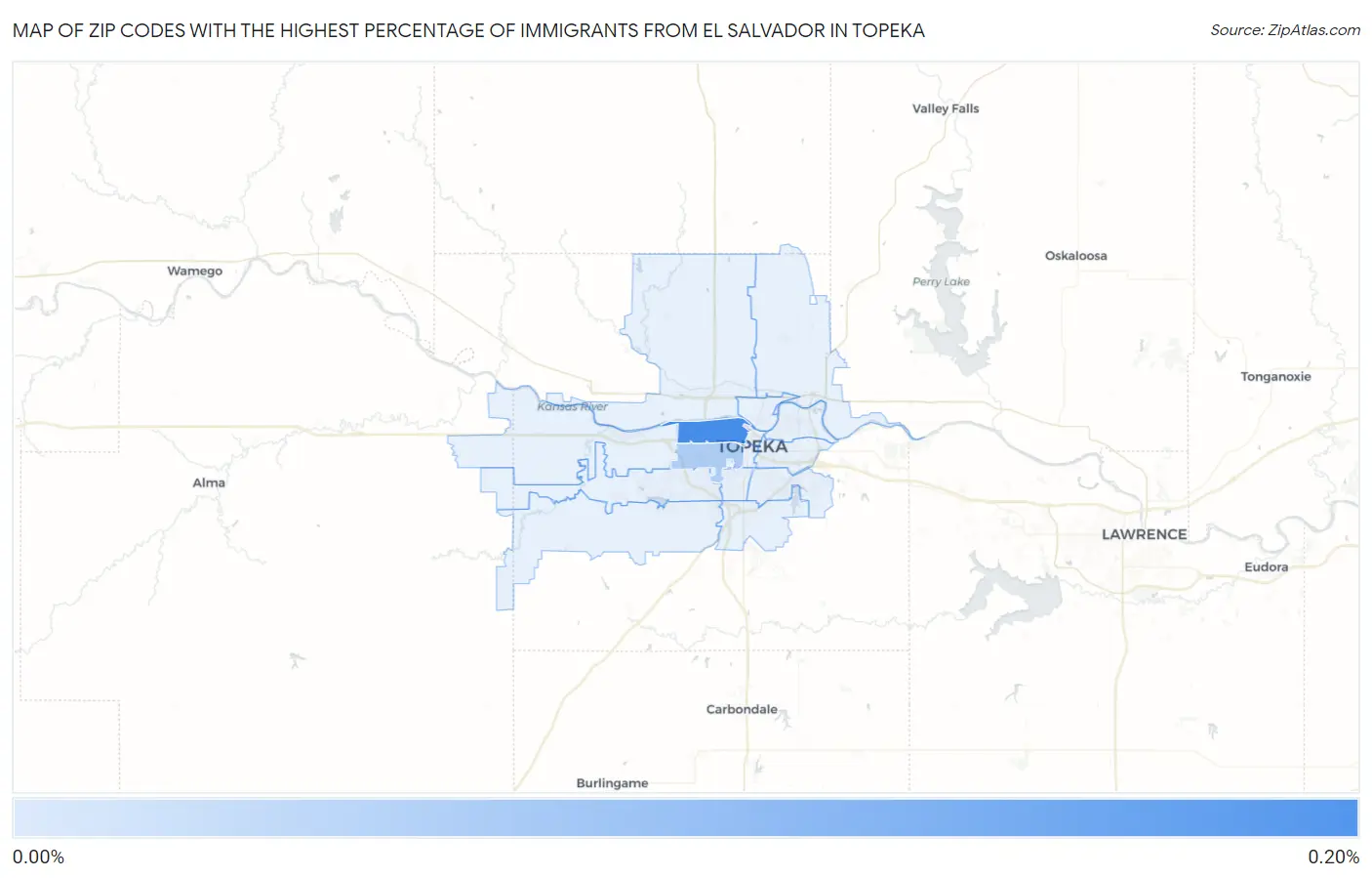 Zip Codes with the Highest Percentage of Immigrants from El Salvador in Topeka Map