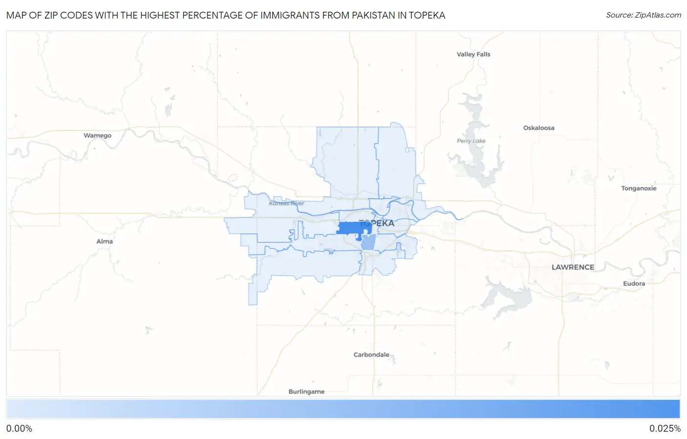 Zip Codes with the Highest Percentage of Immigrants from Pakistan in Topeka Map