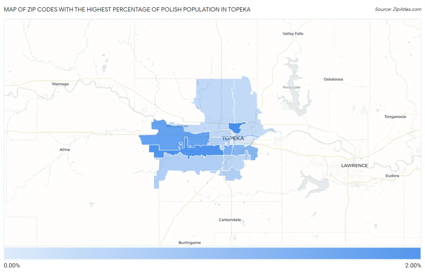 Zip Codes with the Highest Percentage of Polish Population in Topeka Map