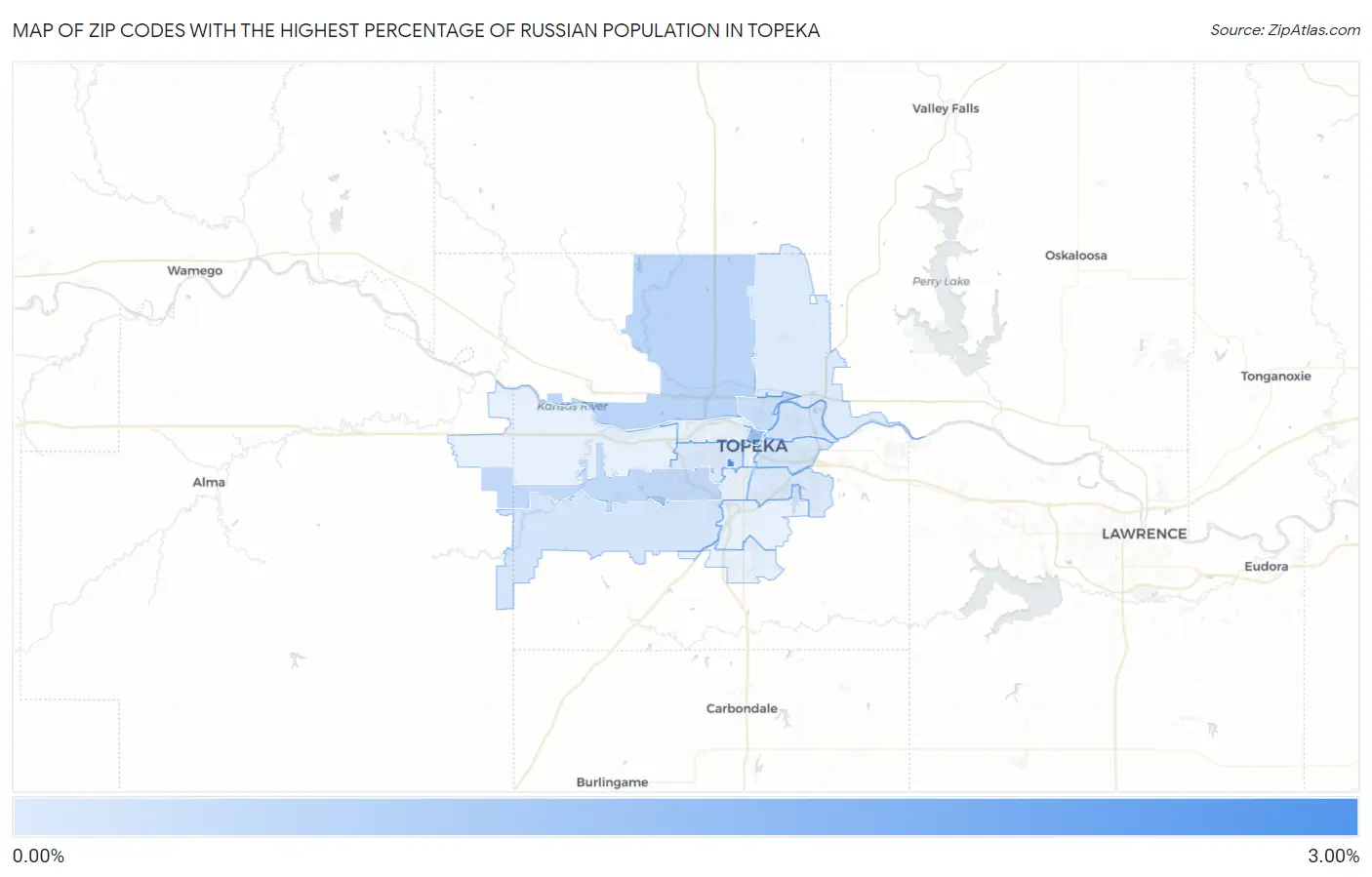 Zip Codes with the Highest Percentage of Russian Population in Topeka Map