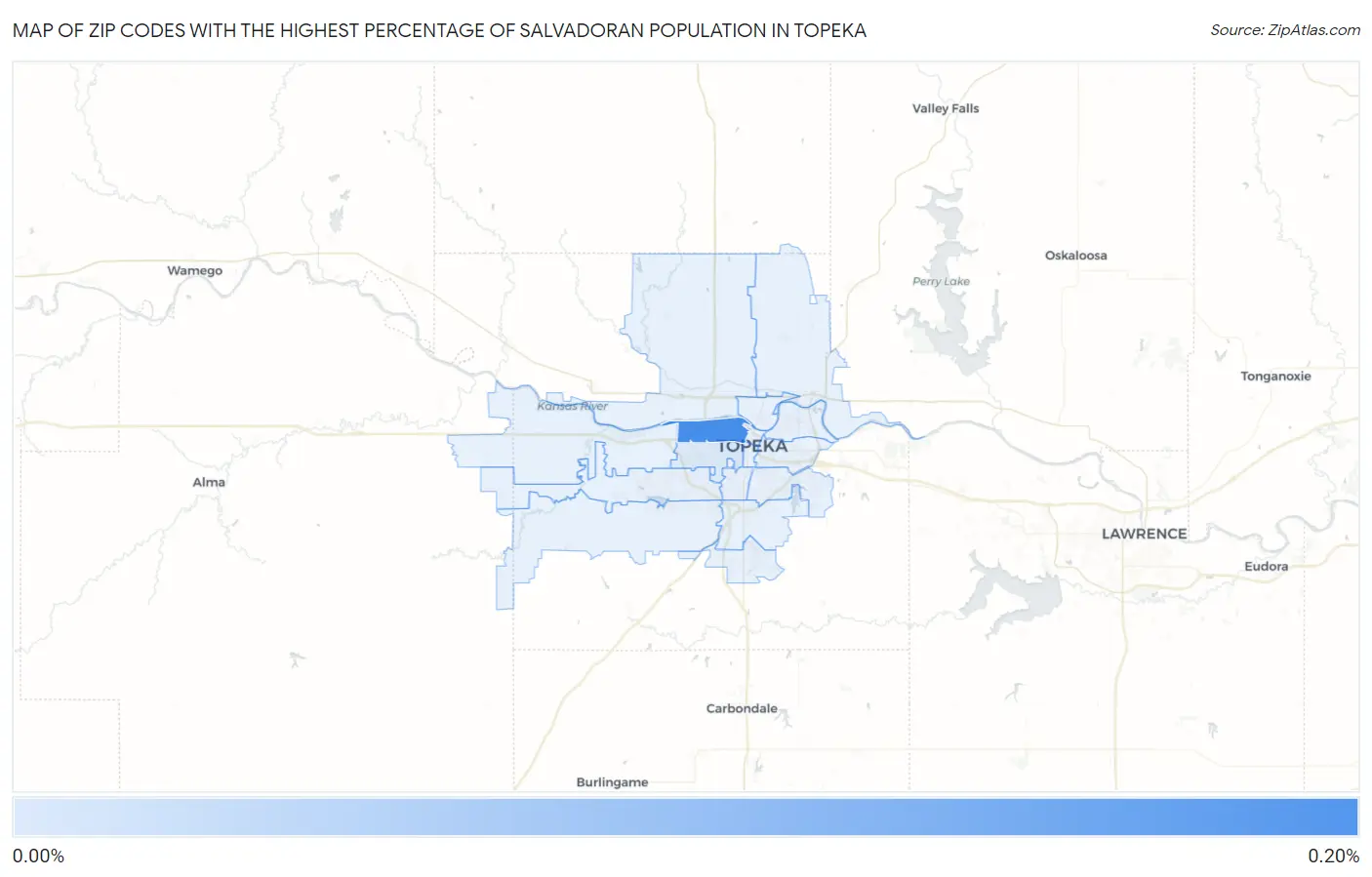 Zip Codes with the Highest Percentage of Salvadoran Population in Topeka Map