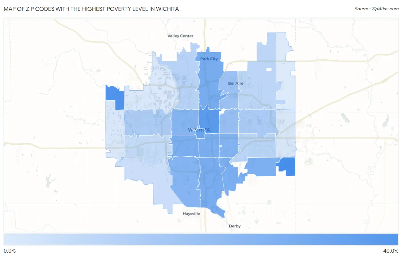 Zip Codes with the Highest Poverty Level in Wichita Map
