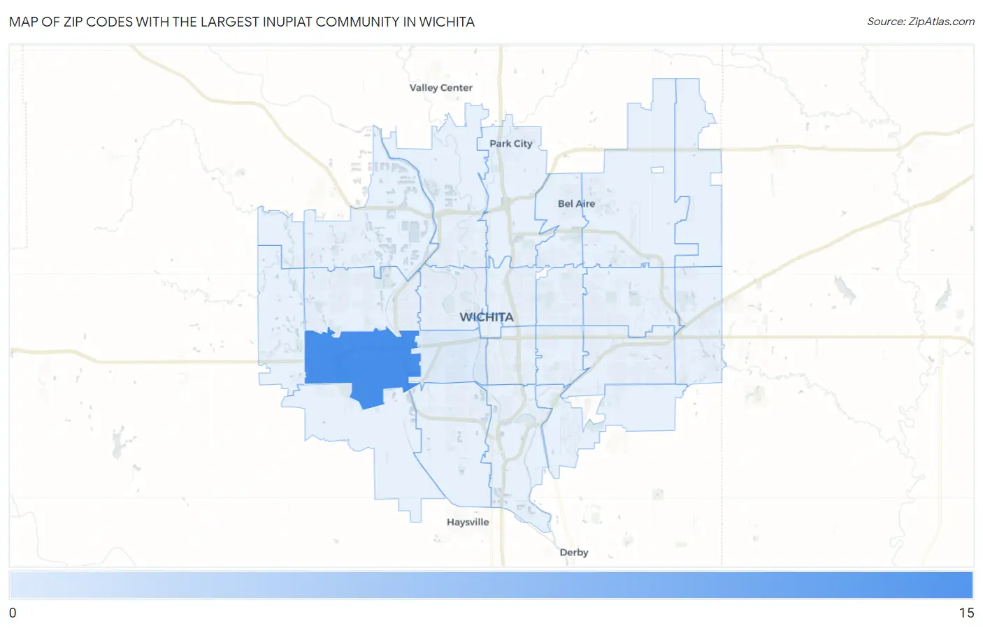 Zip Codes with the Largest Inupiat Community in Wichita Map