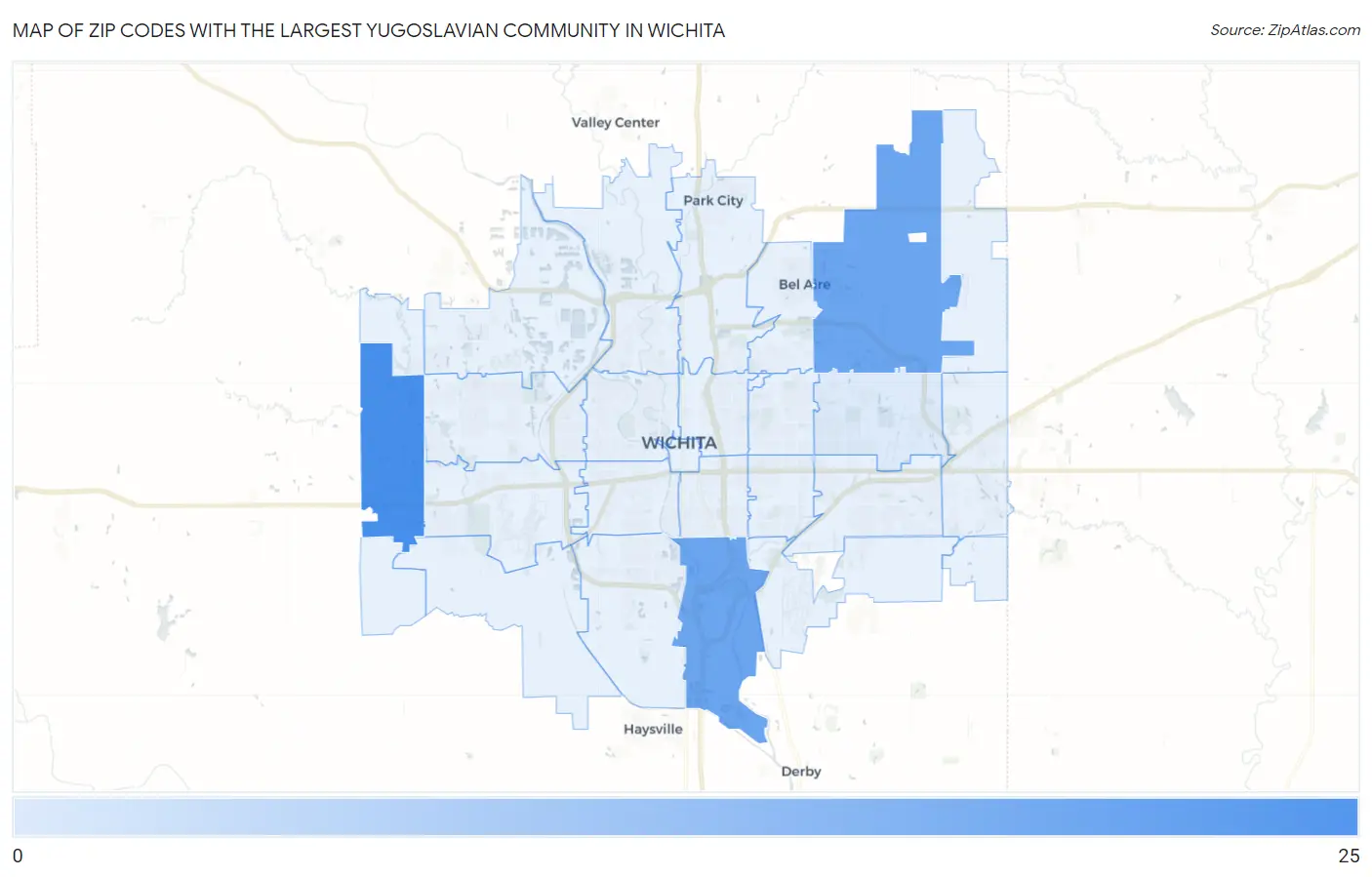 Zip Codes with the Largest Yugoslavian Community in Wichita Map