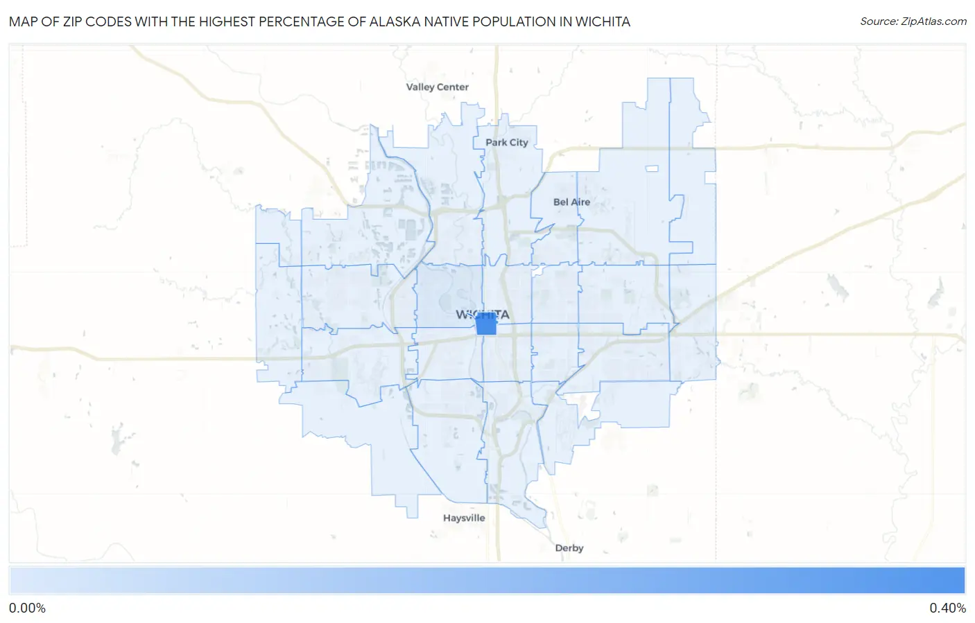Zip Codes with the Highest Percentage of Alaska Native Population in Wichita Map