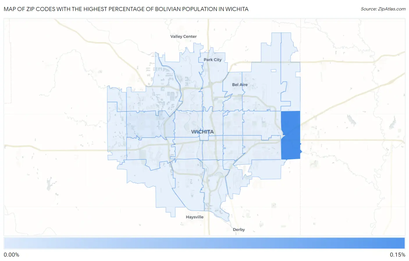 Zip Codes with the Highest Percentage of Bolivian Population in Wichita Map