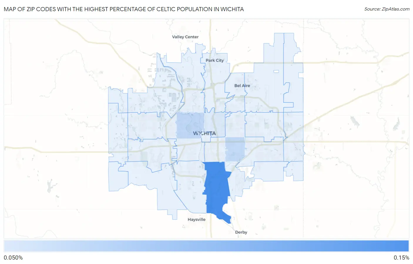 Zip Codes with the Highest Percentage of Celtic Population in Wichita Map