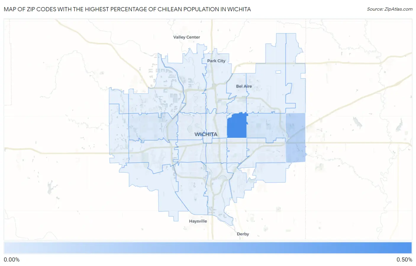 Zip Codes with the Highest Percentage of Chilean Population in Wichita Map