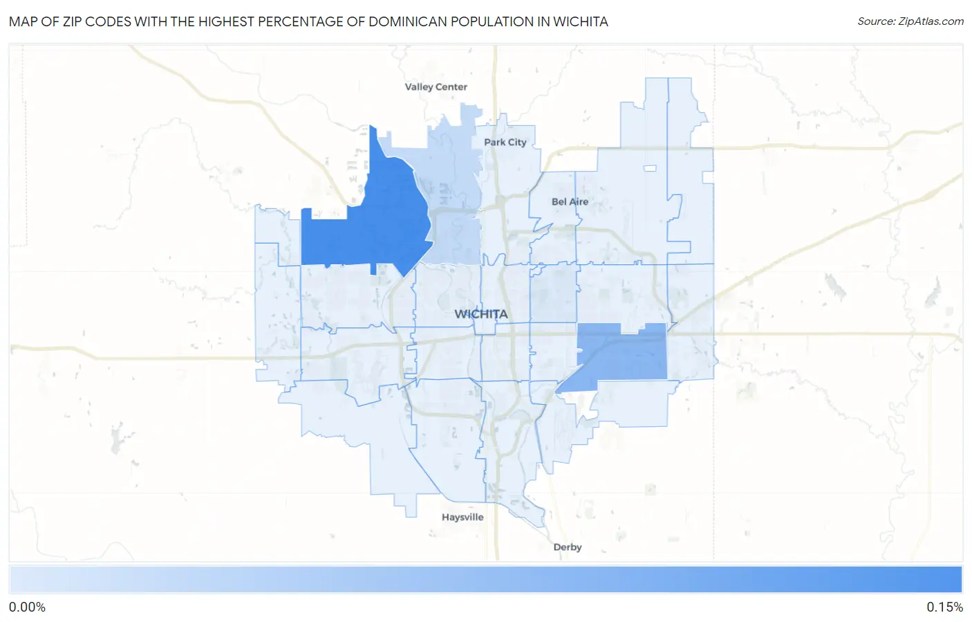 Zip Codes with the Highest Percentage of Dominican Population in Wichita Map