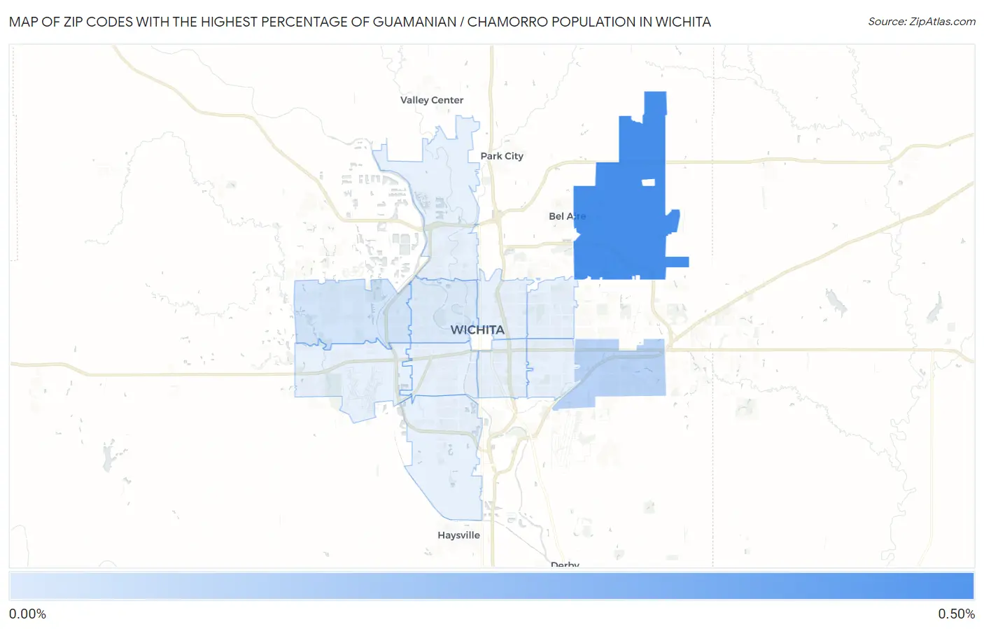 Zip Codes with the Highest Percentage of Guamanian / Chamorro Population in Wichita Map