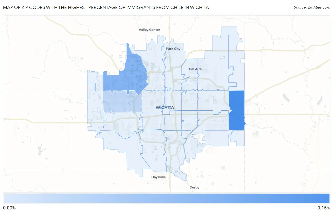 Zip Codes with the Highest Percentage of Immigrants from Chile in Wichita Map