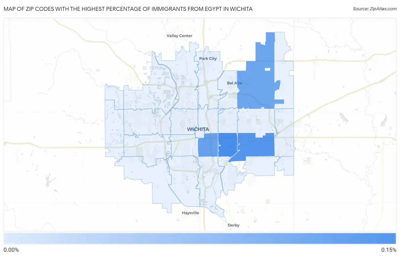 Zip Codes with the Highest Percentage of Immigrants from Egypt in Wichita Map