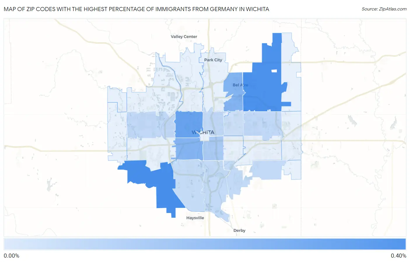 Zip Codes with the Highest Percentage of Immigrants from Germany in Wichita Map