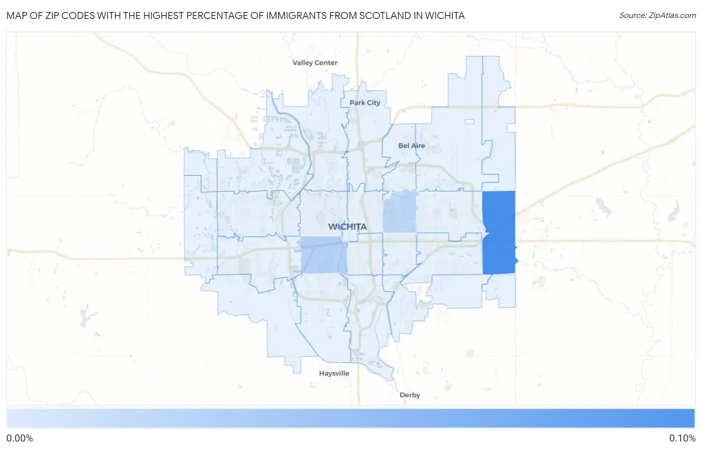 Zip Codes with the Highest Percentage of Immigrants from Scotland in Wichita Map