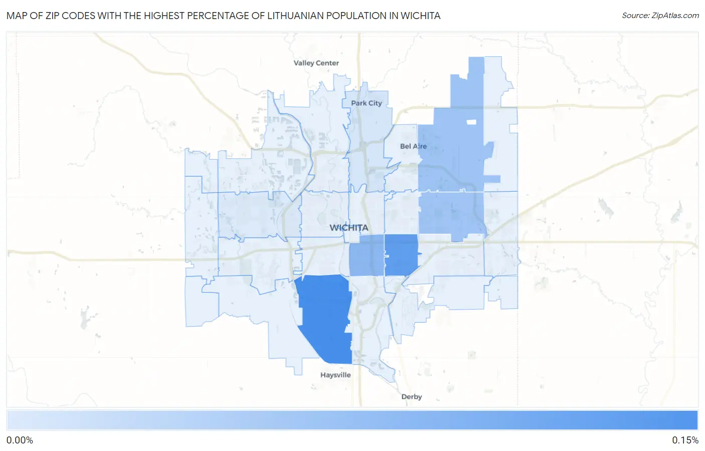 Zip Codes with the Highest Percentage of Lithuanian Population in Wichita Map