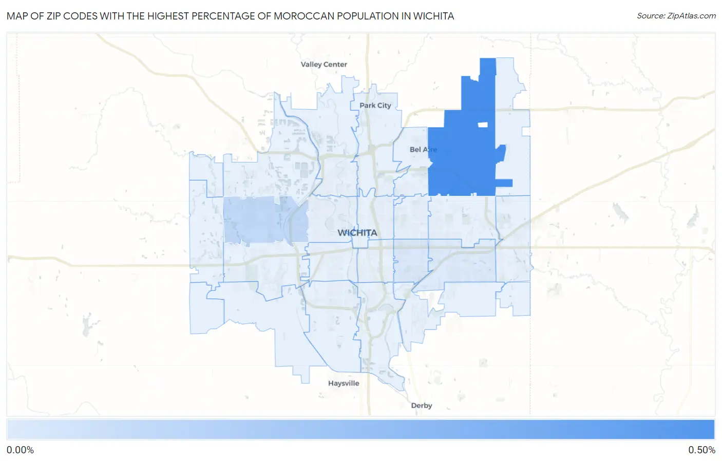 Zip Codes with the Highest Percentage of Moroccan Population in Wichita Map