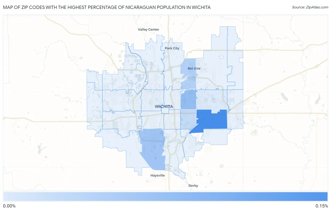 Zip Codes with the Highest Percentage of Nicaraguan Population in Wichita Map