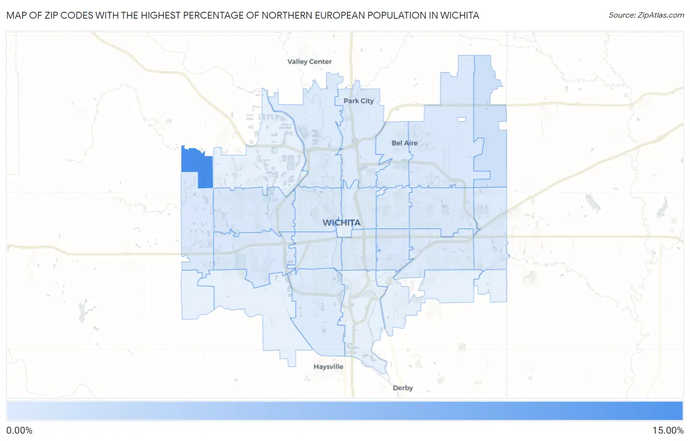 Zip Codes with the Highest Percentage of Northern European Population in Wichita Map