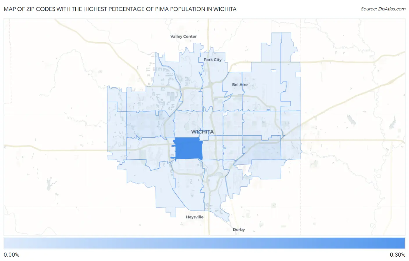 Zip Codes with the Highest Percentage of Pima Population in Wichita Map
