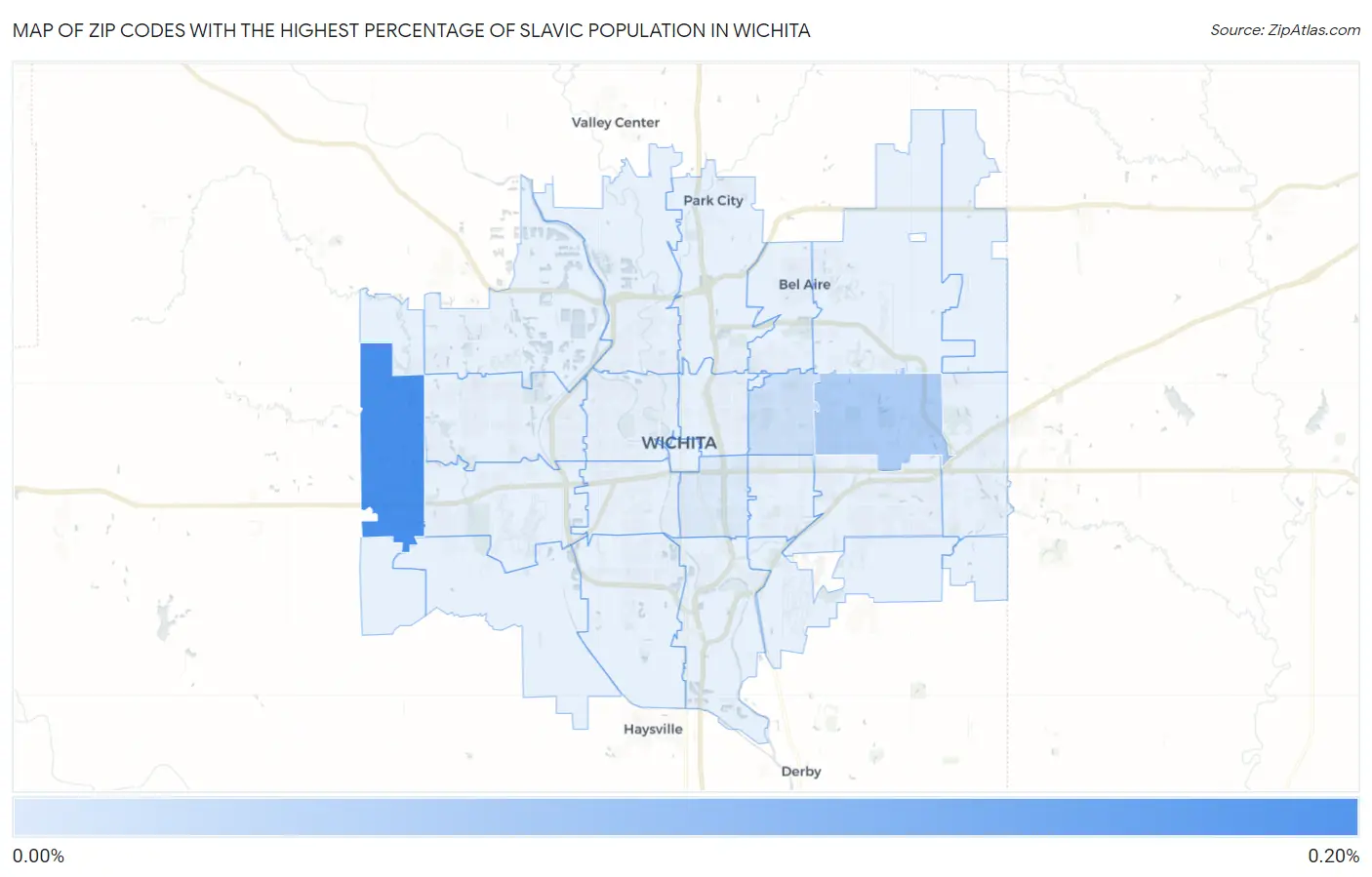 Zip Codes with the Highest Percentage of Slavic Population in Wichita Map