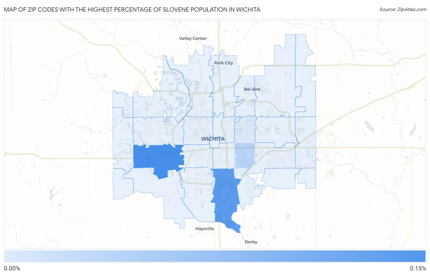 Zip Codes with the Highest Percentage of Slovene Population in Wichita Map