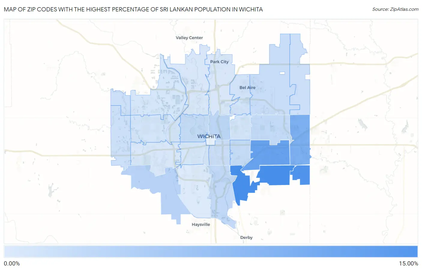 Zip Codes with the Highest Percentage of Sri Lankan Population in Wichita Map