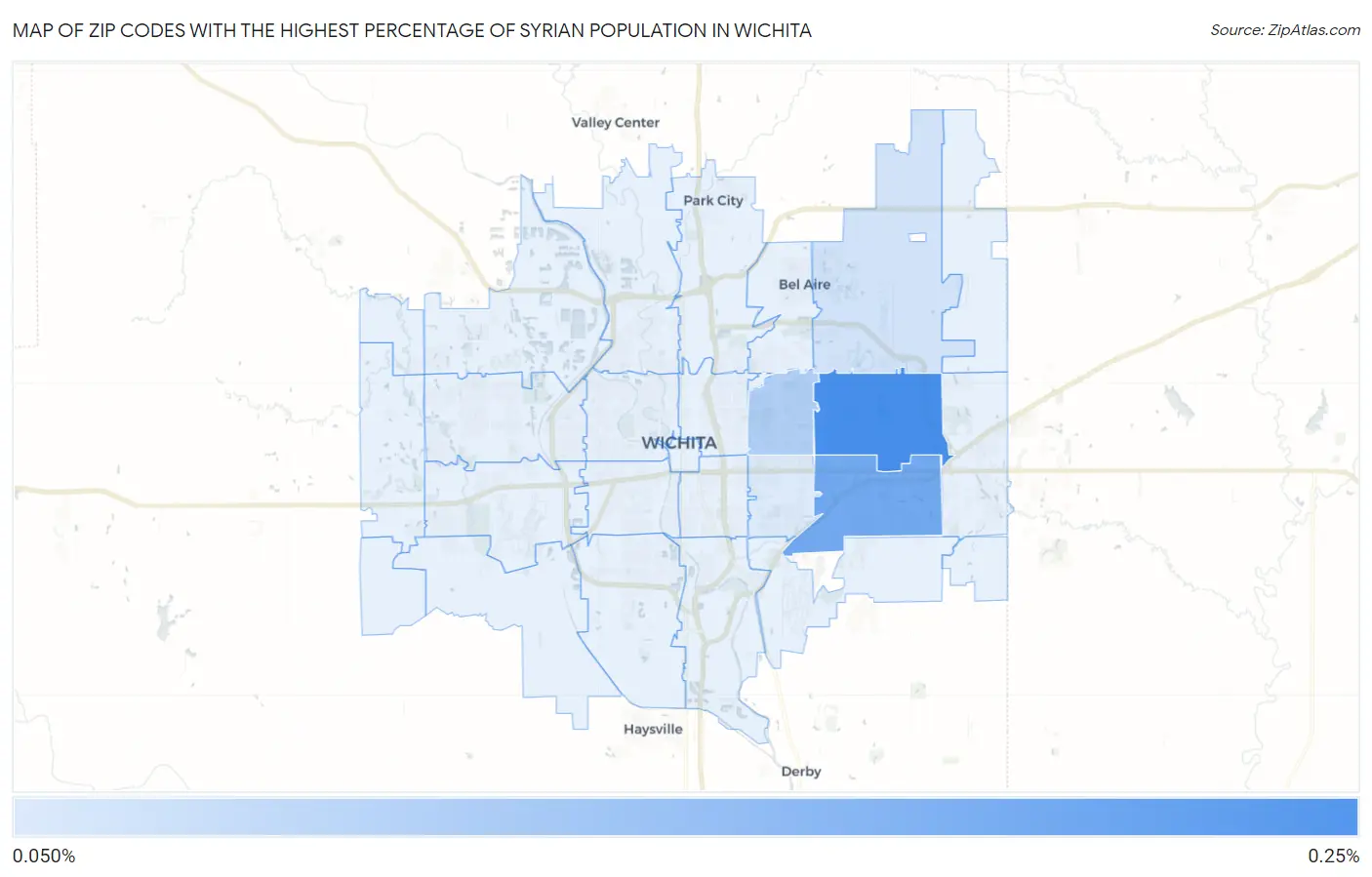 Zip Codes with the Highest Percentage of Syrian Population in Wichita Map