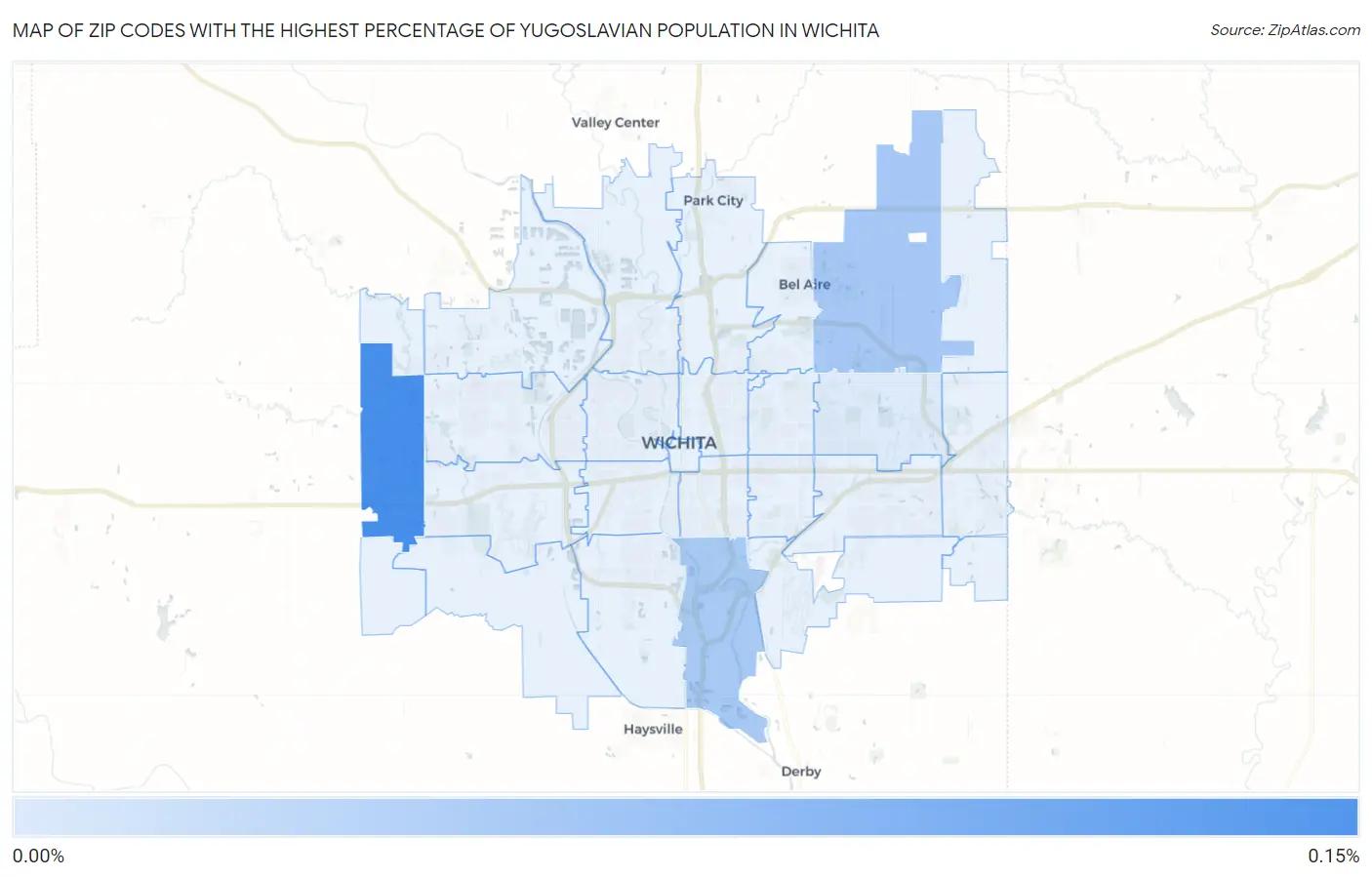 Zip Codes with the Highest Percentage of Yugoslavian Population in Wichita Map