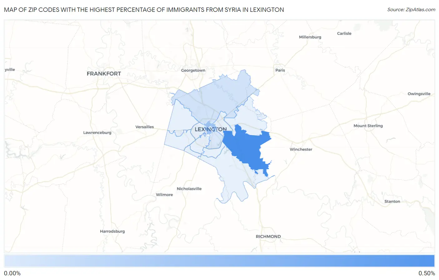 Zip Codes with the Highest Percentage of Immigrants from Syria in Lexington Map