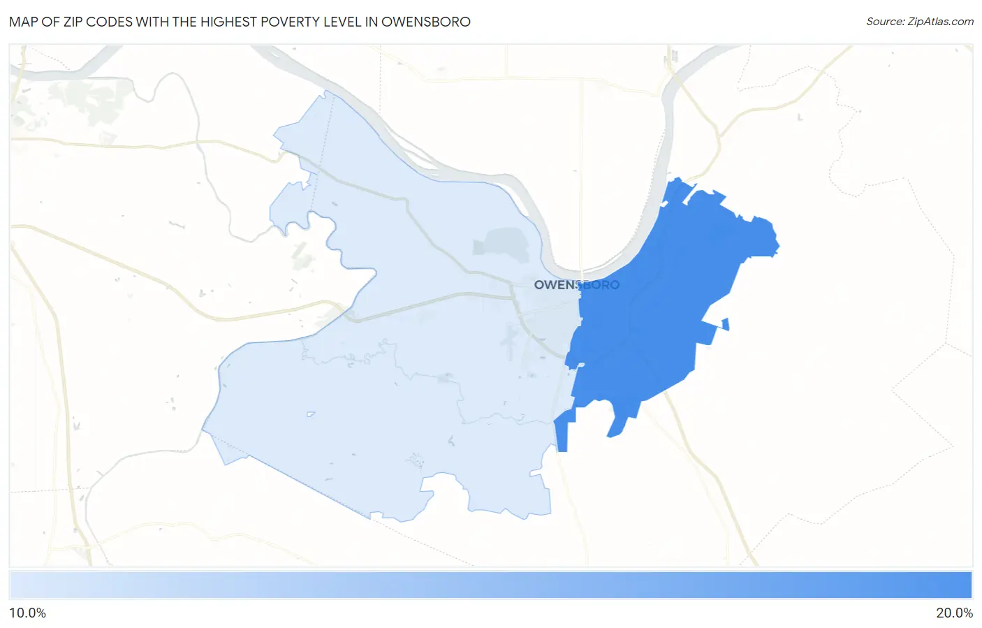 Zip Codes with the Highest Poverty Level in Owensboro Map