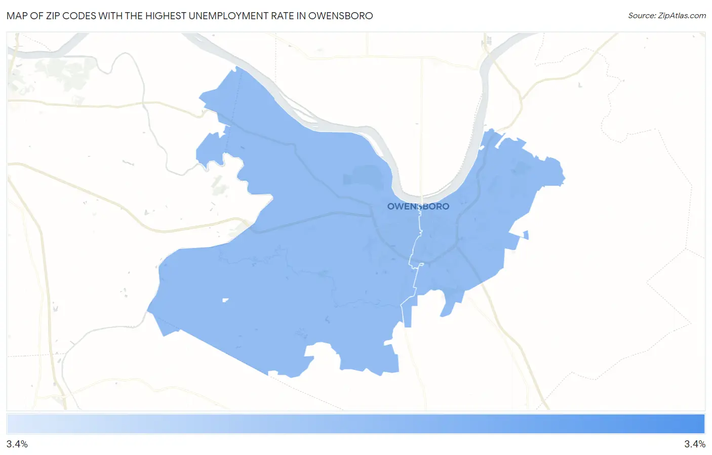 Zip Codes with the Highest Unemployment Rate in Owensboro Map