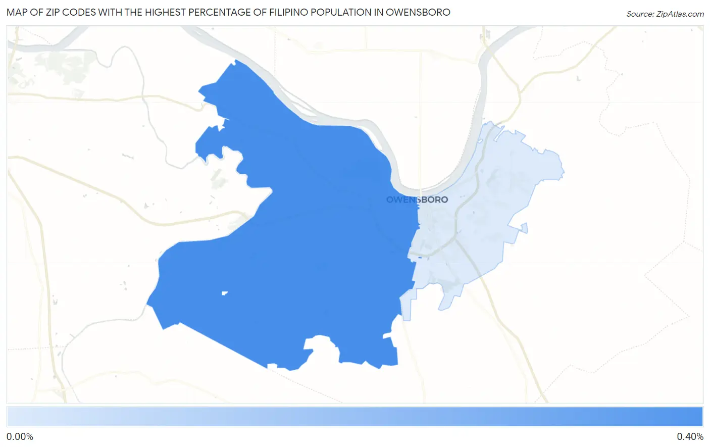 Zip Codes with the Highest Percentage of Filipino Population in Owensboro Map