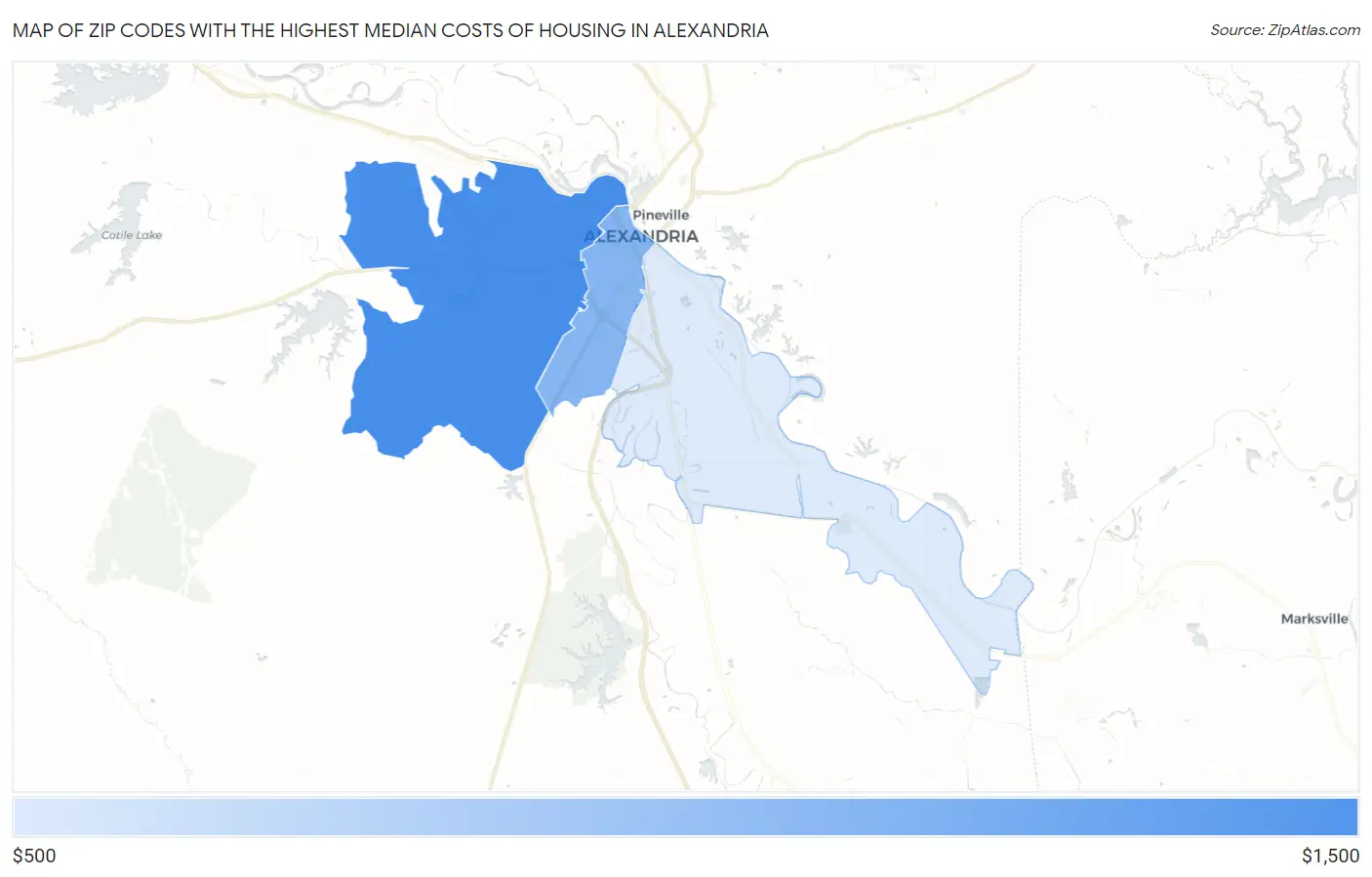 Zip Codes with the Highest Median Costs of Housing in Alexandria Map