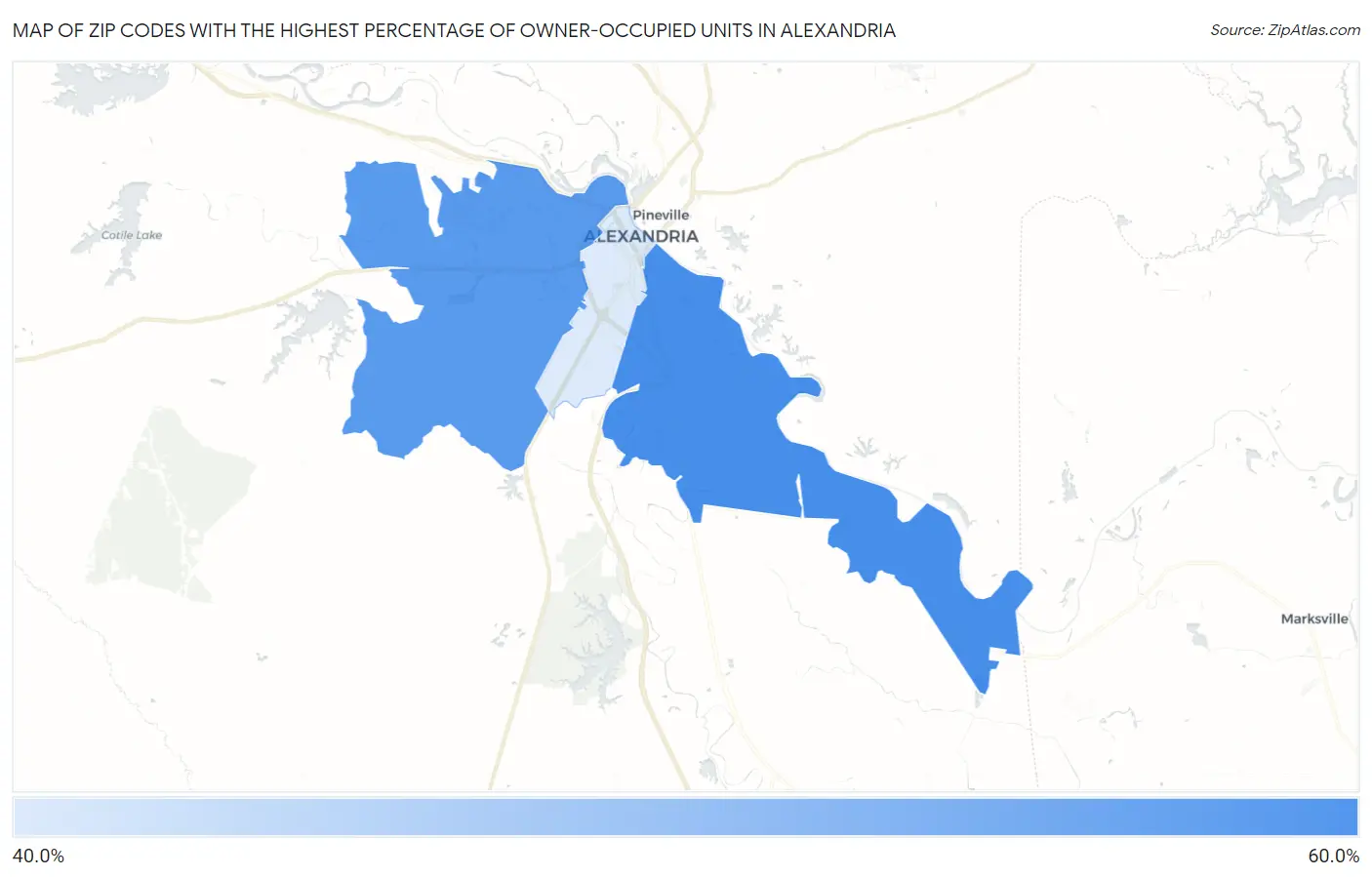 Zip Codes with the Highest Percentage of Owner-Occupied Units in Alexandria Map