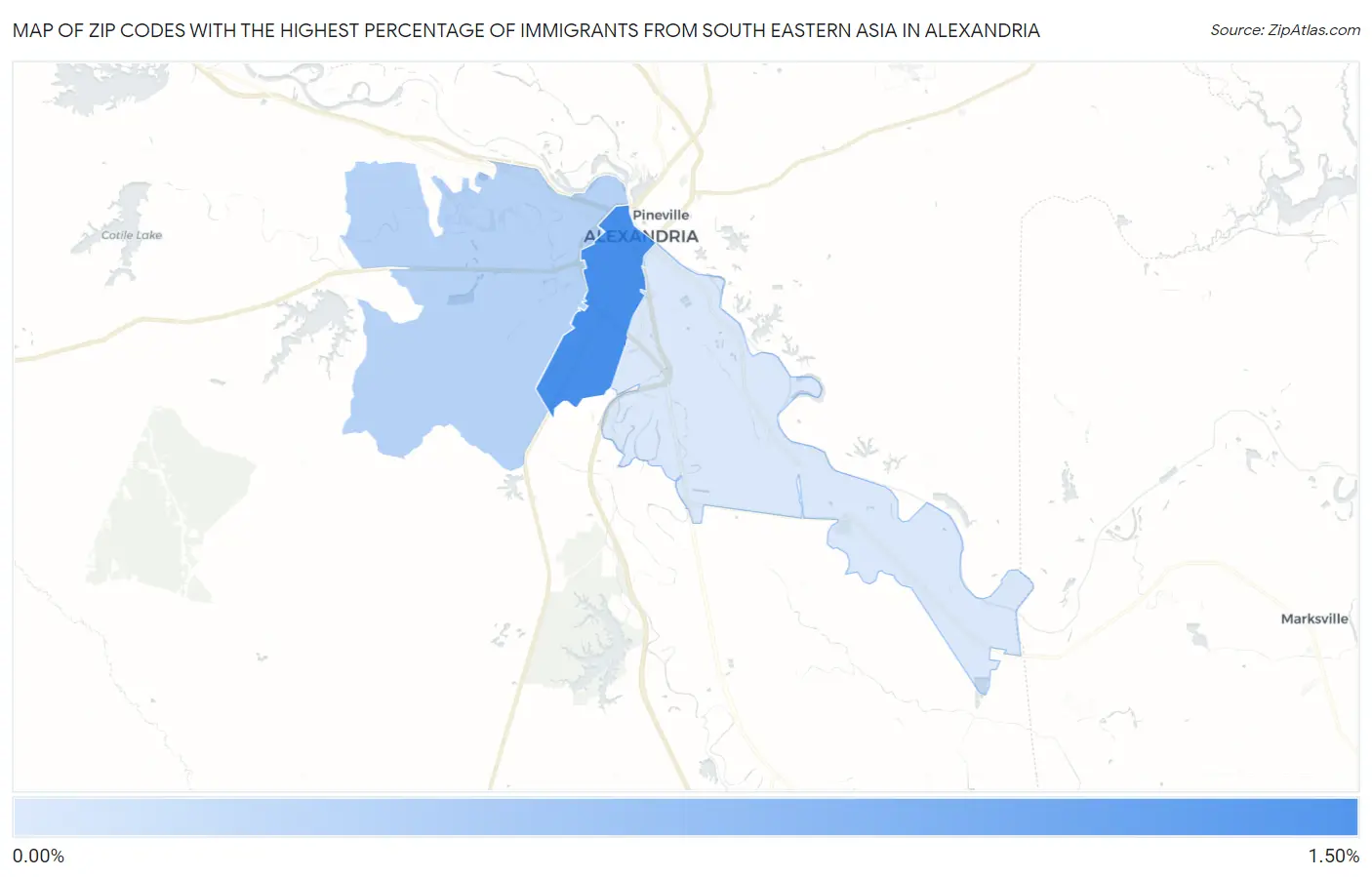 Zip Codes with the Highest Percentage of Immigrants from South Eastern Asia in Alexandria Map