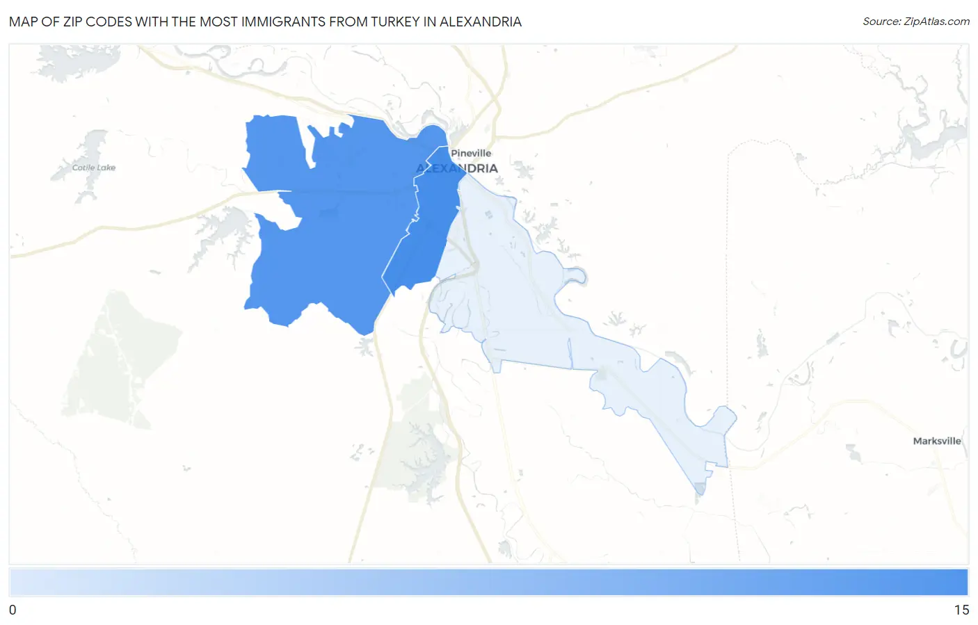 Zip Codes with the Most Immigrants from Turkey in Alexandria Map