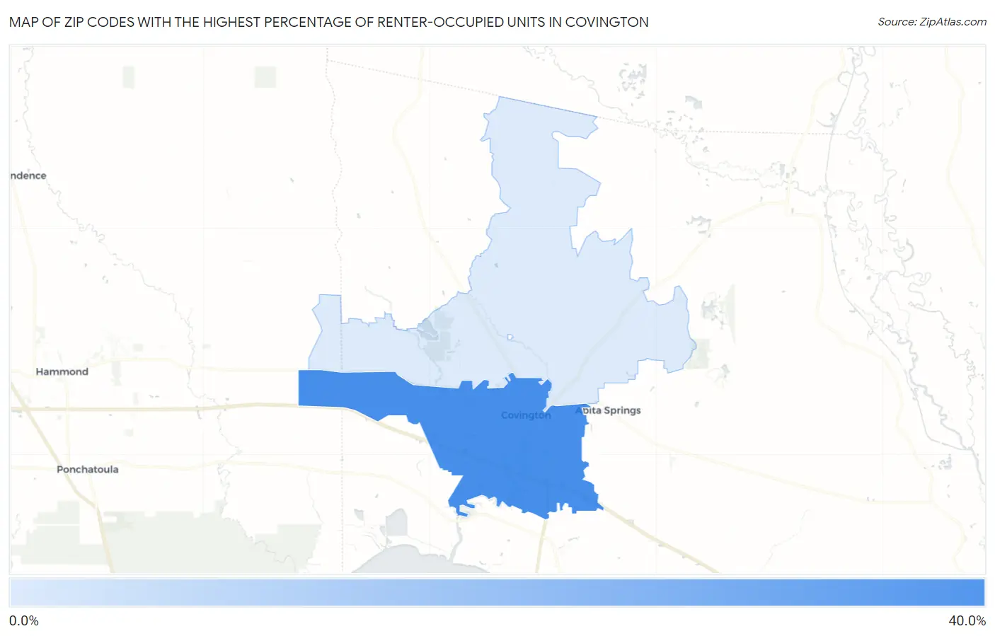 Zip Codes with the Highest Percentage of Renter-Occupied Units in Covington Map