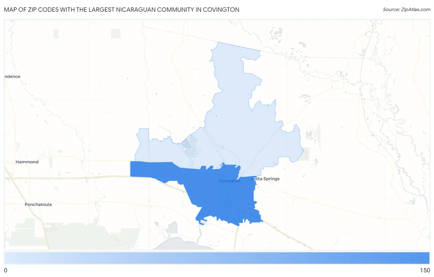Zip Codes with the Largest Nicaraguan Community in Covington Map