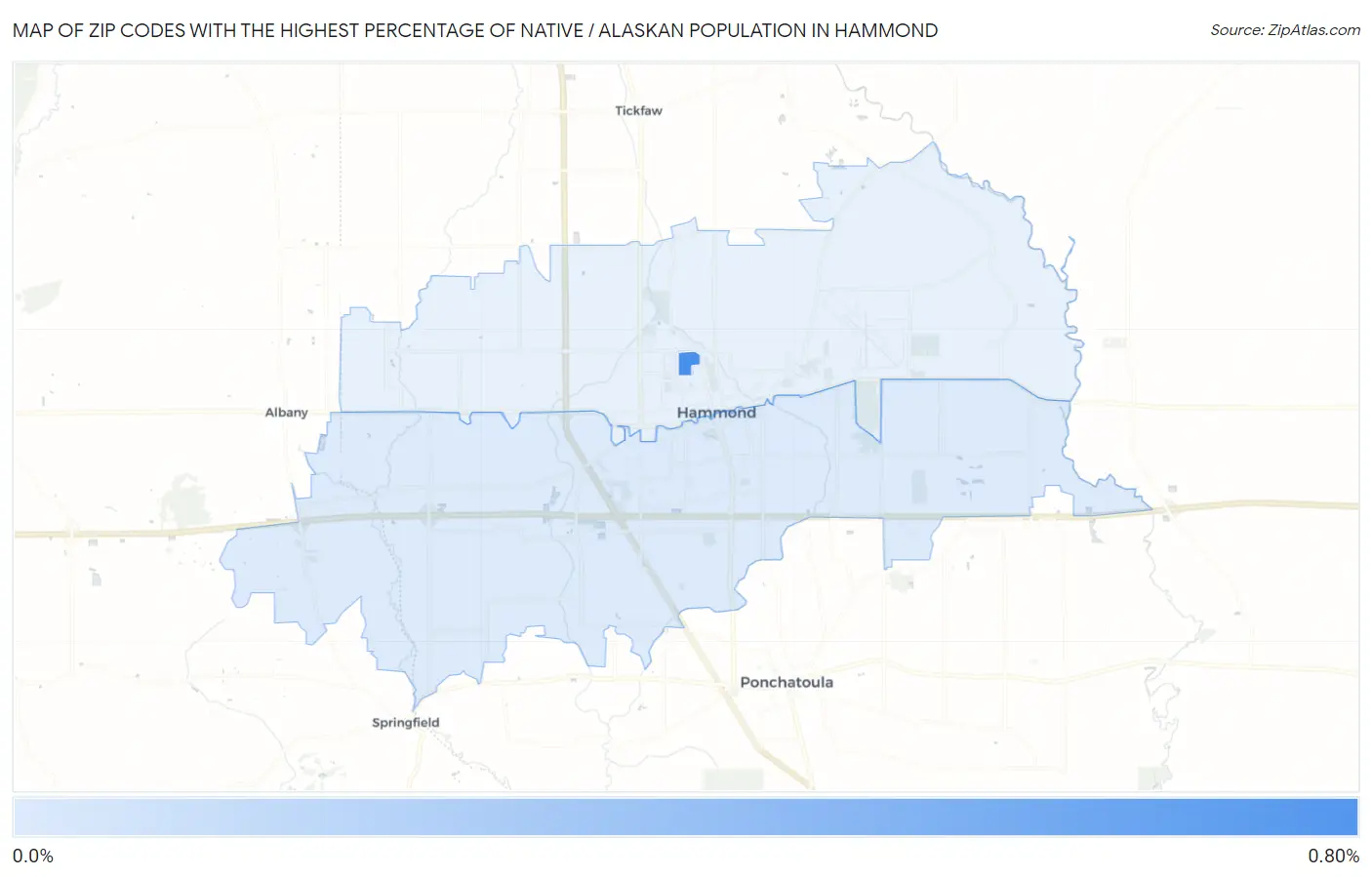 Zip Codes with the Highest Percentage of Native / Alaskan Population in Hammond Map