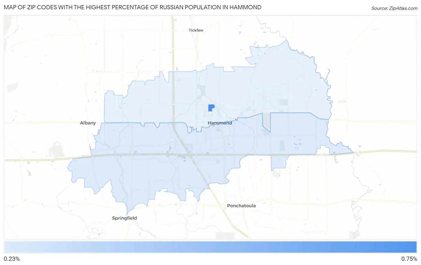 Zip Codes with the Highest Percentage of Russian Population in Hammond Map