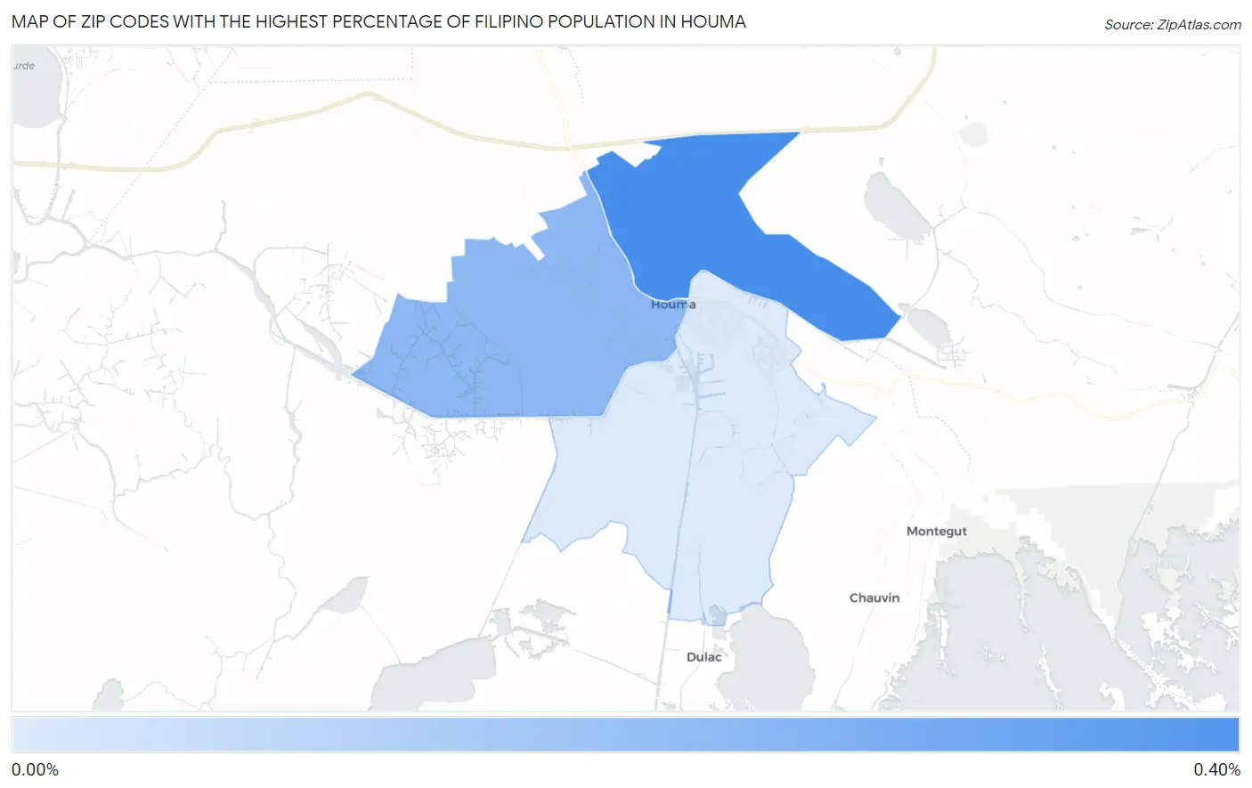 Zip Codes with the Highest Percentage of Filipino Population in Houma Map