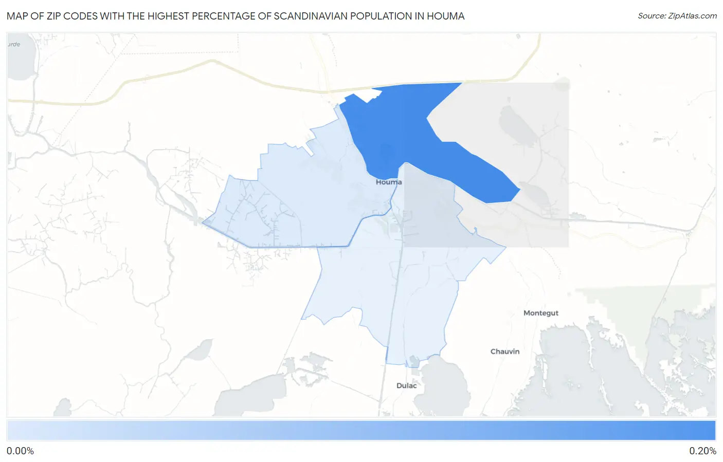 Zip Codes with the Highest Percentage of Scandinavian Population in Houma Map
