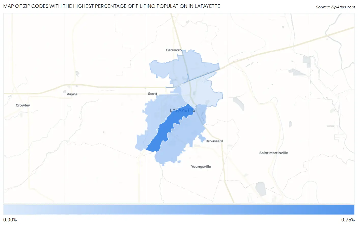 Zip Codes with the Highest Percentage of Filipino Population in Lafayette Map