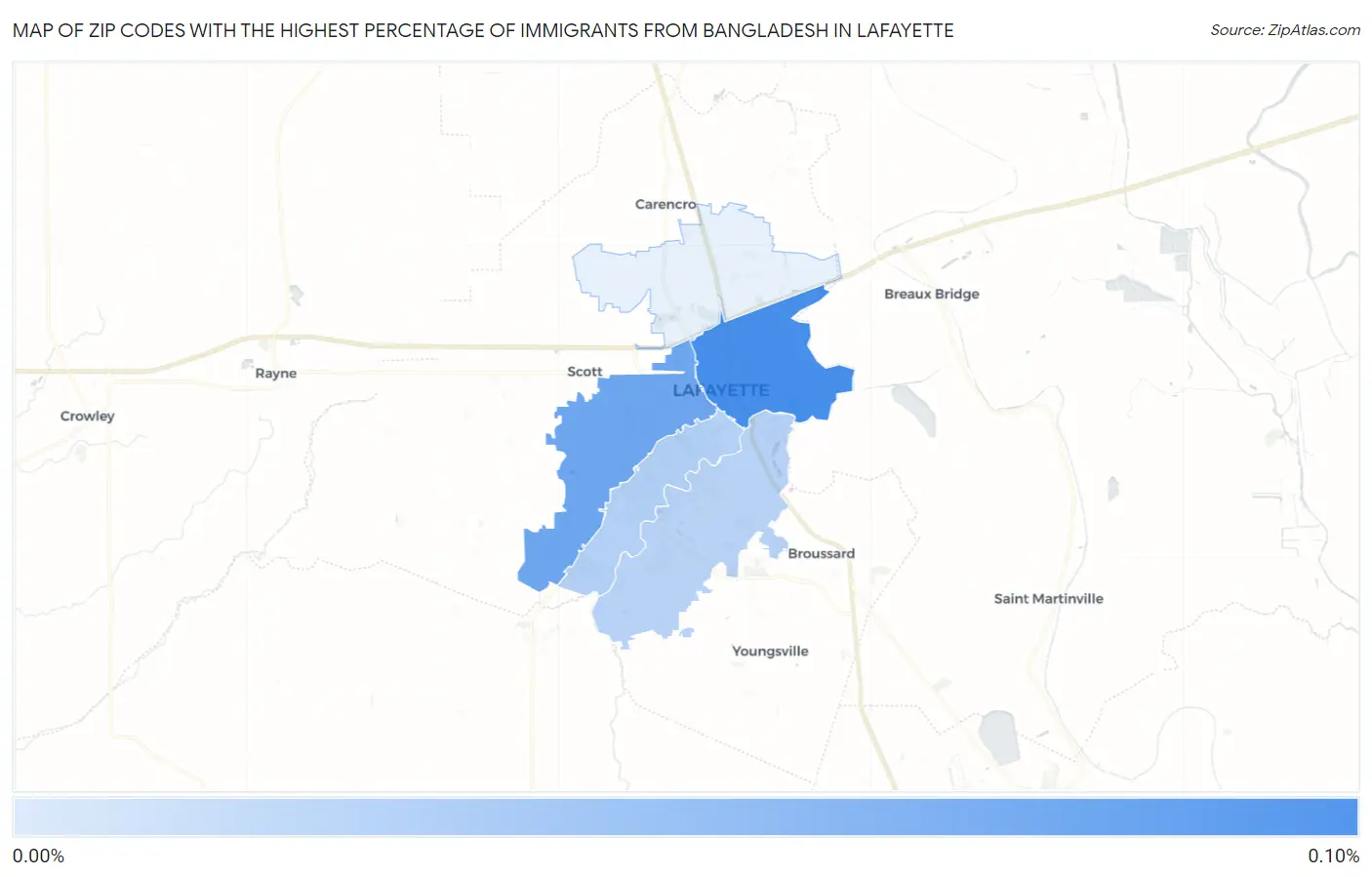 Zip Codes with the Highest Percentage of Immigrants from Bangladesh in Lafayette Map
